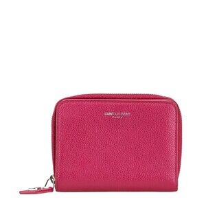 Saint Laurent YSL logo zip around bifold wallet pink leather
